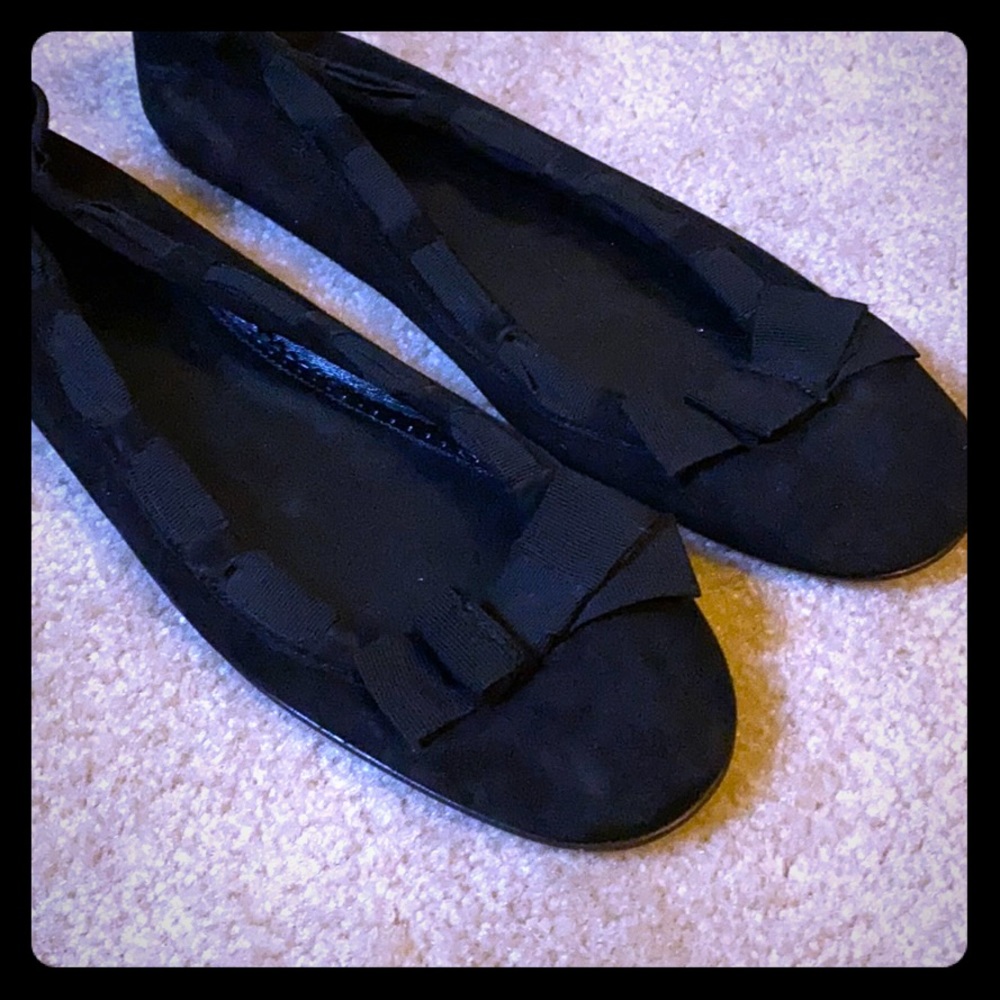 Brand new J. Crew black suede bow flats!